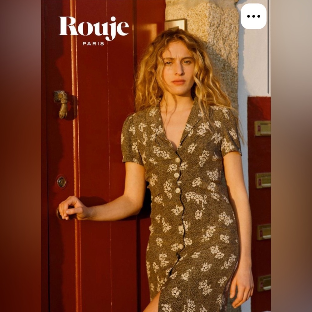 Rouje Olive Floral Midi Dress